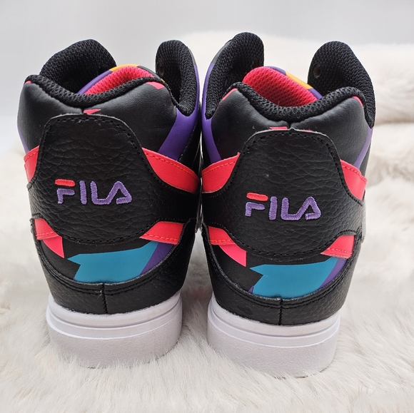 Fila Everge Men's Hightop Shoes Size‎ 4 Black Neon Multicolored Bright Colors - Picture 6 of 9